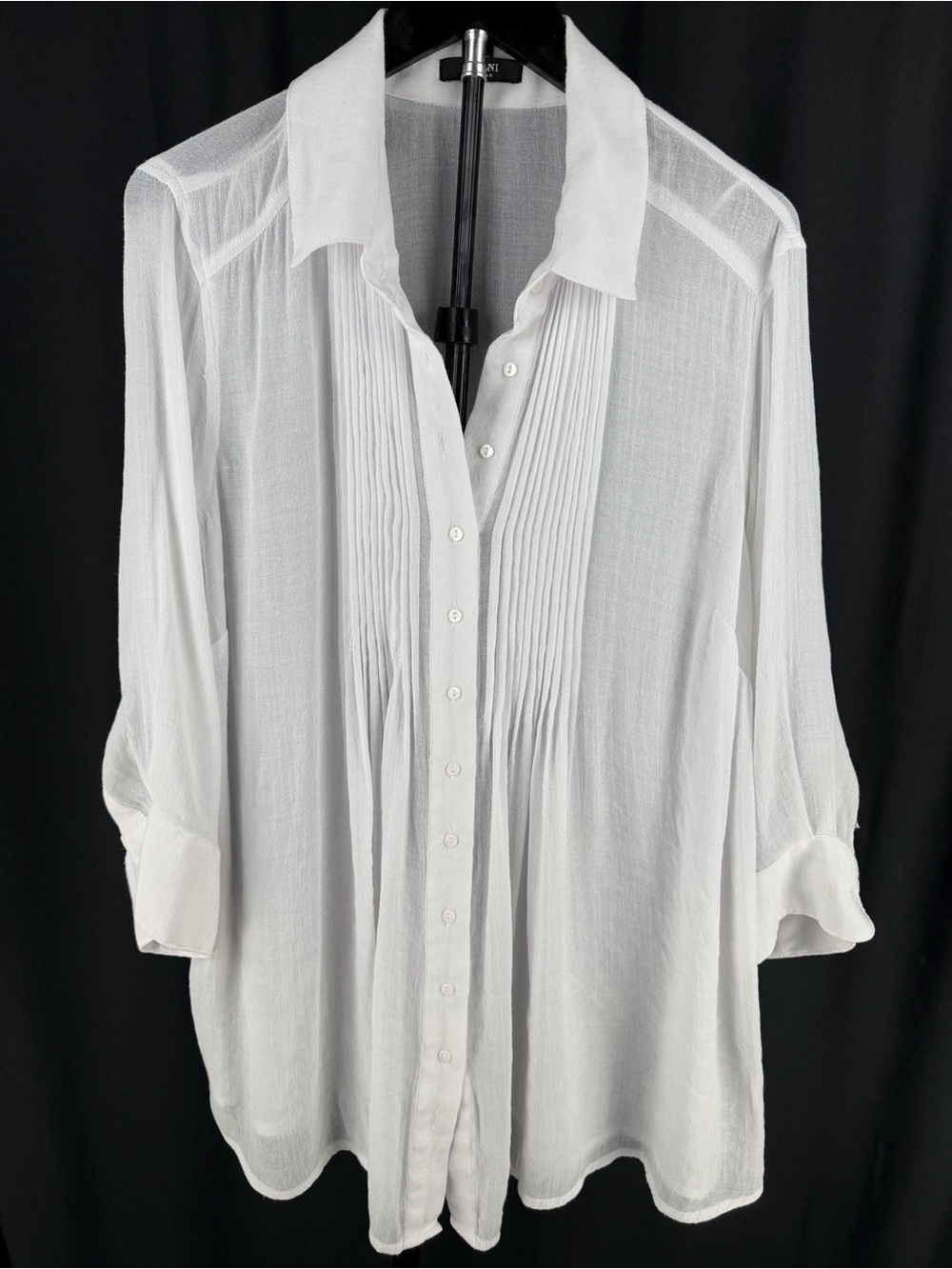 Alfani White Pintuck Button-Down Blouse